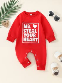 Baby One-piece Romper Long Climbing Love (Option: Red-60cm)