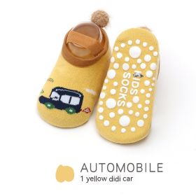 Children's Non-slip Dispensing Cartoon Toddler Socks (Option: Yellow Didi Car-S)