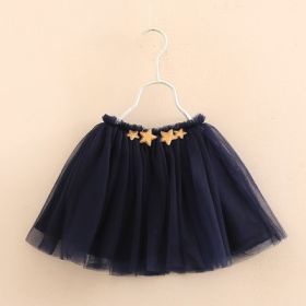 New Tutu Skirt Korean Princess Children's Mesh Dress Baby Dance Pettiskirt (Option: Dark Blue-90cm)