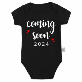 Announced Pregnancy 2024 Newborn Baby Romper Pure Cotton Rompers (Option: PF1062 Black-0 3M)