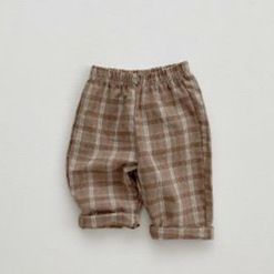 Ins Korean Babies' Trousers Plaid Pants (Option: Plaid-66cm)