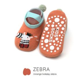 Children's Non-slip Dispensing Cartoon Toddler Socks (Option: Orange Holiday Zebra-S)