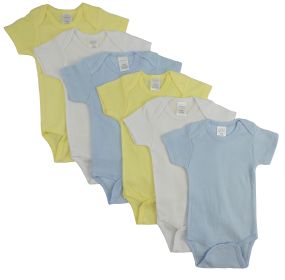 Pastel Boys Short Sleeve 6 Pack (Color: Blue/Yellow/White, size: medium)
