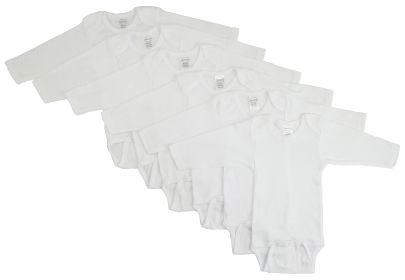 Long Sleeve White Onezie 6 Pack (Color: White, size: medium)