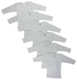 White Long Sleeve Lap T-shirts  6 Pack (Color: White, size: large)