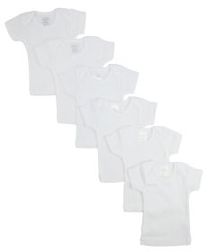 White Short Sleeve Lap Tee  6 Pack (Color: White, size: large)