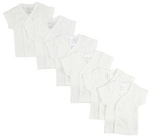 White Side Snap Short Sleeve Shirt 6 Pack (Color: White, size: small)