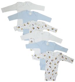 Boys Longsleeve Printed Onezie Variety 6 Pack (Color: White/Blue, size: small)