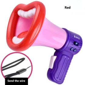 New Big Mouth Funny Megaphone Recording Toy Kid Voice Changer Horn Children Speaker Handheld Mic Vocal Toys For Kids Jokes Gifts (Color: Red)