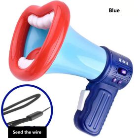 New Big Mouth Funny Megaphone Recording Toy Kid Voice Changer Horn Children Speaker Handheld Mic Vocal Toys For Kids Jokes Gifts (Color: Blue)