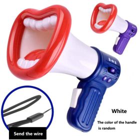 New Big Mouth Funny Megaphone Recording Toy Kid Voice Changer Horn Children Speaker Handheld Mic Vocal Toys For Kids Jokes Gifts (Color: White)
