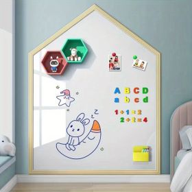 1pc Children's Teaching Graffiti Blackboard Stickers, Duty Table, Removable, Waterproof, Self-adhesive Blackboard Stickers, For Home Decoration (Color: White)