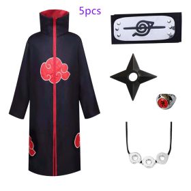 Naruto Cosplay Costume Props Ring; Gloves Red Cloud Robe Cloak Kimono Akatsuki Headband Kunai Suit Adult Child Cos Gift (Color: A, size: S)