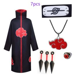 Naruto Cosplay Costume Props Ring; Gloves Red Cloud Robe Cloak Kimono Akatsuki Headband Kunai Suit Adult Child Cos Gift (Color: G, size: XXS)