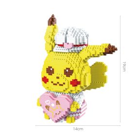 PokâˆšÂ©mon Anime Cartoon Model Decoration Mini Diamond Particle Building Blocks Pikachu Building Blocks Assembled Educational Toys (Color: JM-9084, size: With box)