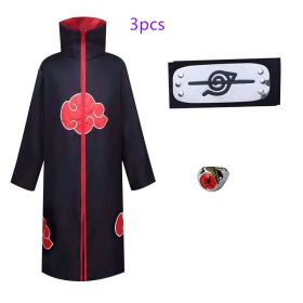 Naruto Cosplay Costume Props Ring; Gloves Red Cloud Robe Cloak Kimono Akatsuki Headband Kunai Suit Adult Child Cos Gift (Color: D, size: XXL)