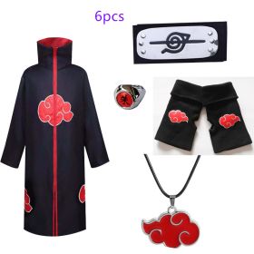 Naruto Cosplay Costume Props Ring; Gloves Red Cloud Robe Cloak Kimono Akatsuki Headband Kunai Suit Adult Child Cos Gift (Color: I, size: XXL)