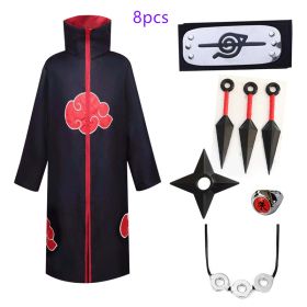 Naruto Cosplay Costume Props Ring; Gloves Red Cloud Robe Cloak Kimono Akatsuki Headband Kunai Suit Adult Child Cos Gift (Color: C, size: XXS)