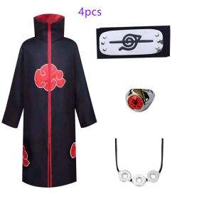 Naruto Cosplay Costume Props Ring; Gloves Red Cloud Robe Cloak Kimono Akatsuki Headband Kunai Suit Adult Child Cos Gift (Color: J, size: XS)