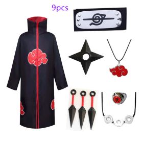Naruto Cosplay Costume Props Ring; Gloves Red Cloud Robe Cloak Kimono Akatsuki Headband Kunai Suit Adult Child Cos Gift (Color: F, size: XXS)