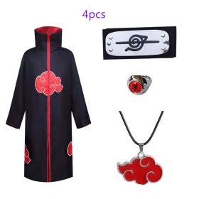 Naruto Cosplay Costume Props Ring; Gloves Red Cloud Robe Cloak Kimono Akatsuki Headband Kunai Suit Adult Child Cos Gift (Color: H, size: XXL)