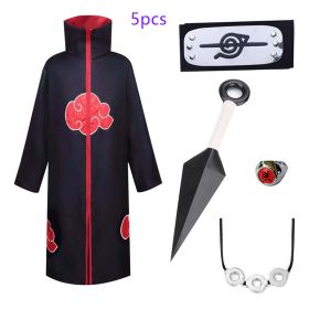 Naruto Cosplay Costume Props Ring; Gloves Red Cloud Robe Cloak Kimono Akatsuki Headband Kunai Suit Adult Child Cos Gift (Color: B, size: M)