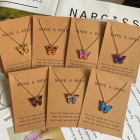 Fashion Women Necklace Korea Style New Butterfly Pendant Necklace Gift For Girl Cute Lovely Neck Jewelry Wholesale Dropshipping (Metal Color: GF)