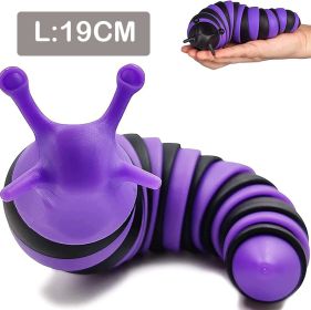 Fidget Slug Toy; Sensory Slug Fidget Toy for Kids Adults Party Favors; Autism Sensory Toys for Autistic Children; Gift for ADHD (Color: Purple -L)
