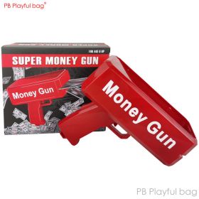 Electric Money Gun Ver.1 with 100pcs Props Money Cash Banknote Spray gun Adult Party Wedding Supplies Children toys AC98 (Color: AC98-B)