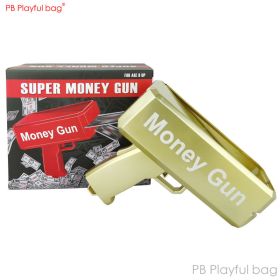 Electric Money Gun Ver.1 with 100pcs Props Money Cash Banknote Spray gun Adult Party Wedding Supplies Children toys AC98 (Color: AC98-A)