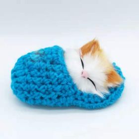 Kawaii Simulation Sleeping Kittens Kawaii Plush Cat Doll Toy For Kids Birthday Gift (Color: Blue)