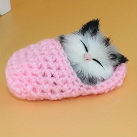 Kawaii Simulation Sleeping Kittens Kawaii Plush Cat Doll Toy For Kids Birthday Gift (Color: pink)