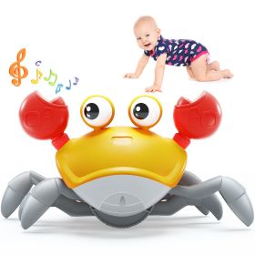Electric Induction Crawling Crab; Children's Toy With Automatic Obstacle Avoidance Function (Color: Yellow)