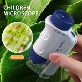 Handheld Microscope Set With LED Light 60X-120X Home School Kids Biological Science Educational Toys STEM Gifts (Color: Blue)