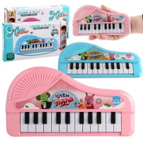 Musical Keyboard; 23 Keys; Music And ABC Songs Pre-Recorded; Educational Music Toys; Carry N' Go Handle (Color: Blue)