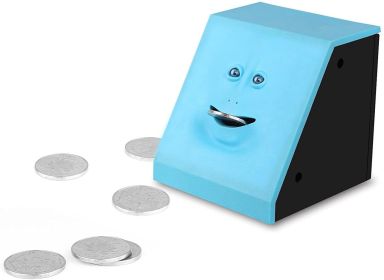 Face Bank Intelligent Electric Detecting Piggy Bank;  Electric Depository; Money Jar (Color: Blue)