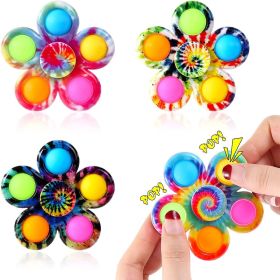 Floral Bubble Push Pop Fidget Spinning Toys (Color: Multi-color 1)