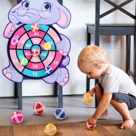 Kids Sticky Ball Dart Target Board; Creative Throw Ball Target Sticky; Outdoor Sports Indoor Cloth Toys; Educational Board Games; with 3 balls (Style: Elephant)