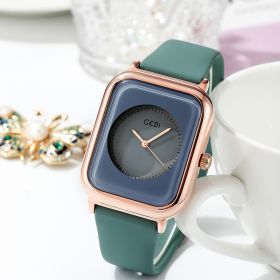 Fashion Jelly Color Simple Silicone Small Square Watch Cross border Hot Sale Student Quartz Waterproof Watch (colour: Light green ribbon light green plate)