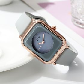 Fashion Jelly Color Simple Silicone Small Square Watch Cross border Hot Sale Student Quartz Waterproof Watch (colour: Grey with light green plate)