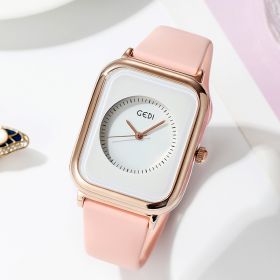 Fashion Jelly Color Simple Silicone Small Square Watch Cross border Hot Sale Student Quartz Waterproof Watch (colour: Pink with white plate)