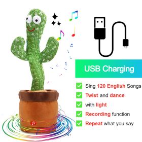 Bluetooth Dancing Cactus Repeat Talking Toy 60/120 Songs Electronic Plush Toys Singing Recording Doll Early Education for Kids (Color: Charge Cactus, Ships From: China)