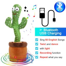 Bluetooth Dancing Cactus Repeat Talking Toy 60/120 Songs Electronic Plush Toys Singing Recording Doll Early Education for Kids (Color: Bluetooth Cactus, Ships From: China)