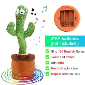 Bluetooth Dancing Cactus Repeat Talking Toy 60/120 Songs Electronic Plush Toys Singing Recording Doll Early Education for Kids (Color: Battery Cactus, Ships From: China)