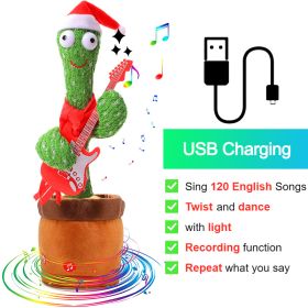Bluetooth Dancing Cactus Repeat Talking Toy 60/120 Songs Electronic Plush Toys Singing Recording Doll Early Education for Kids (Color: Charge Guitar, Ships From: China)