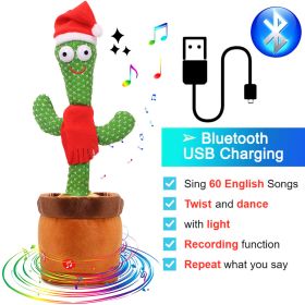 Bluetooth Dancing Cactus Repeat Talking Toy 60/120 Songs Electronic Plush Toys Singing Recording Doll Early Education for Kids (Color: Bluetooth Christmas, Ships From: China)