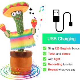 Bluetooth Dancing Cactus Repeat Talking Toy 60/120 Songs Electronic Plush Toys Singing Recording Doll Early Education for Kids (Color: Charge Hammer, Ships From: China)
