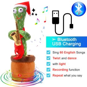 Bluetooth Dancing Cactus Repeat Talking Toy 60/120 Songs Electronic Plush Toys Singing Recording Doll Early Education for Kids (Color: Bluetooth Saxophone, Ships From: China)