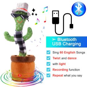 Bluetooth Dancing Cactus Repeat Talking Toy 60/120 Songs Electronic Plush Toys Singing Recording Doll Early Education for Kids (Color: Bluetooth Sunglasses, Ships From: China)