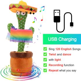 Bluetooth Dancing Cactus Repeat Talking Toy 60/120 Songs Electronic Plush Toys Singing Recording Doll Early Education for Kids (Color: Charge MX, Ships From: China)